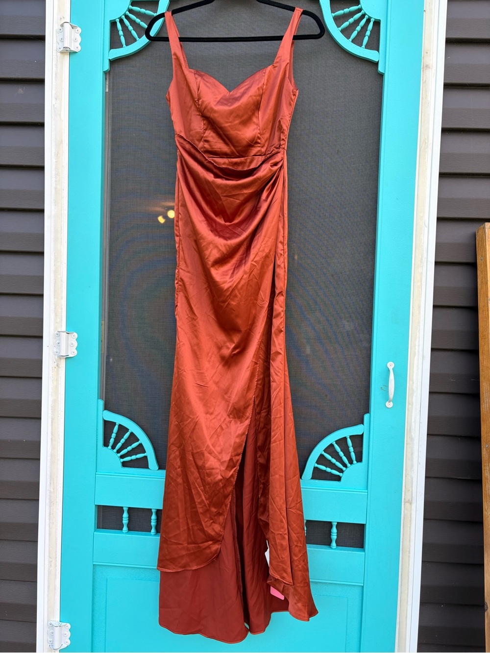 SHEIN Rust Satin Evening Dress - Women. Ladies small